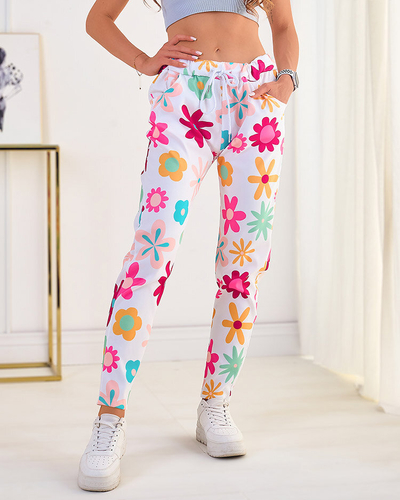 Royalfashion Дамски панталон от плат с флорални мотиви