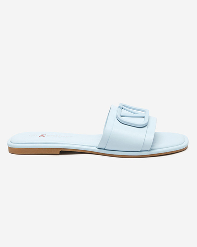 Niebieskie damskie klapki z eko skóry Cartec- Obuwie