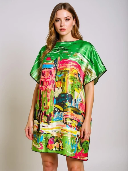 Парео Athenia Verde by Royalfashion – цветна полиестерна рокля до коляното