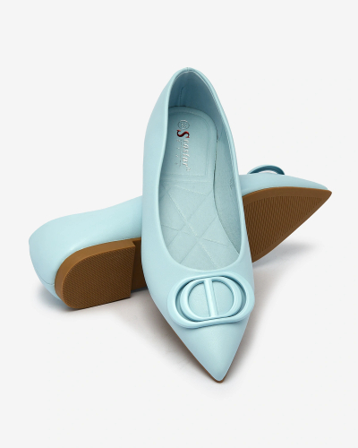 Royalfashion Сини дамски балерини със заострен връх и украса на носа Manixy