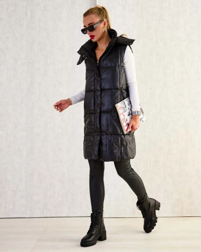 Royalfashion Дълга дамска жилетка с шевове