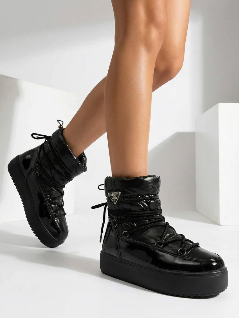 Royalfashion Дамски ботуши a'la snow boots в черно Vevnose