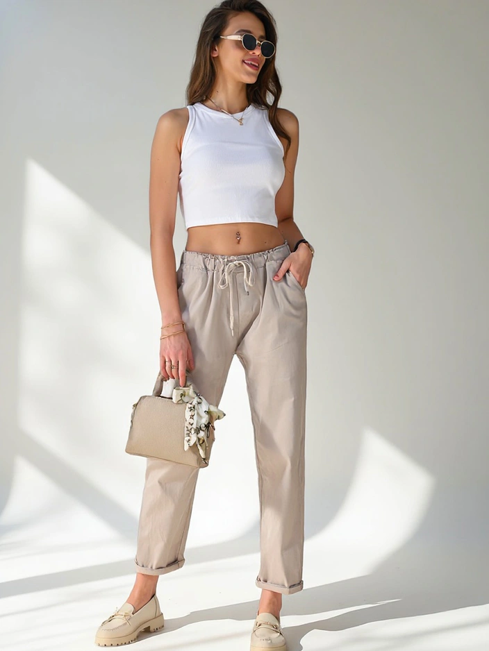 Royalfashion Прости дамски тъканни панталони