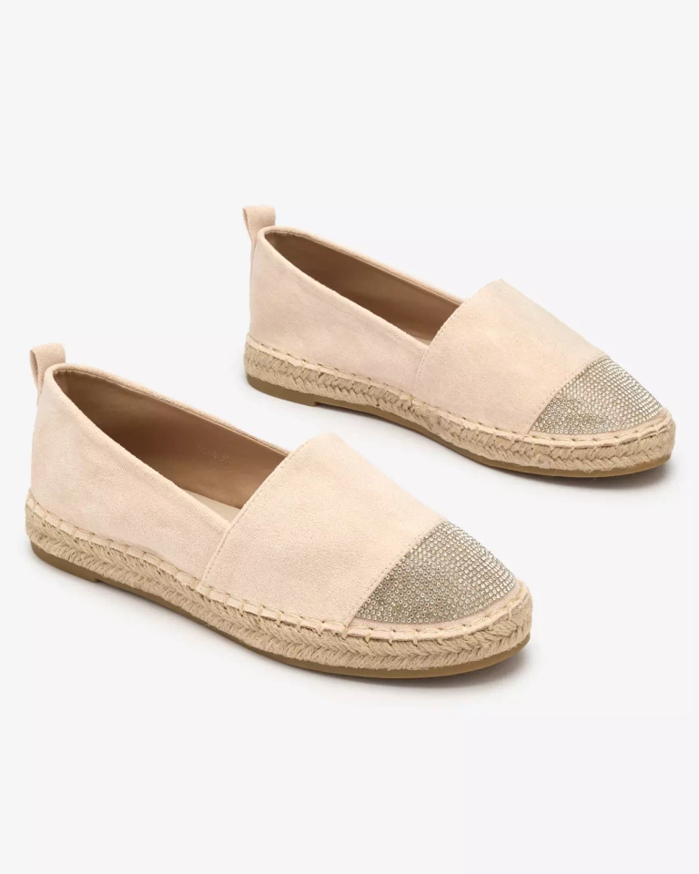 Royalfashion Бежови дамски еспадрили с циркони Iterica