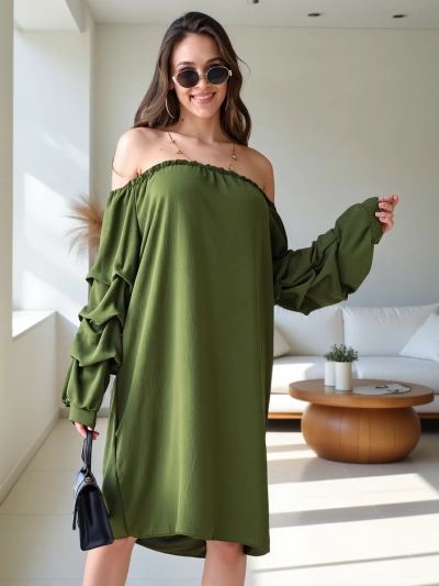 Royalfashion Гладка дамска рокля, вдъхновена от испанския стил с ръбове