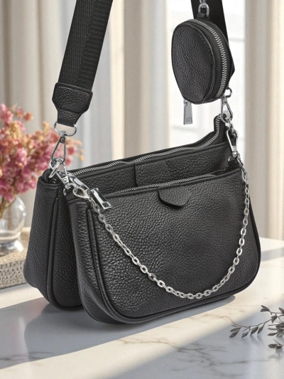 Дамска многофункционална чанта Scylla в черен цвят от екологична кожа