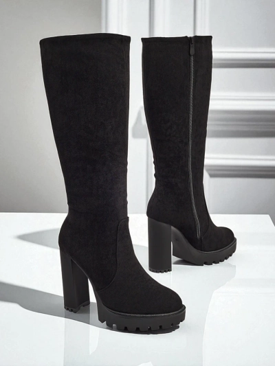 Дамски еко велурени ботуши на ток GaleNest