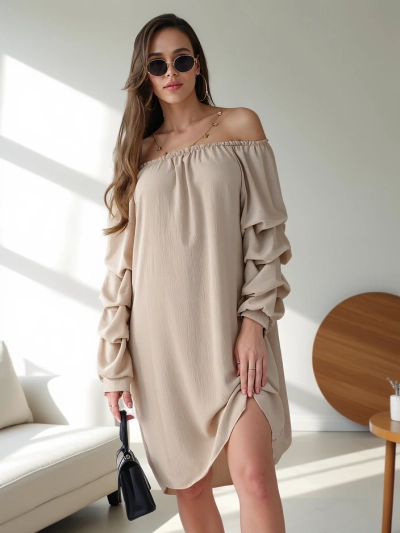 Кралска мода Гладка дамска рокля а-ла Испанска с ръбове