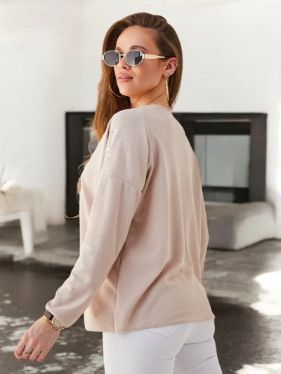 Суитшърт от тънка вискоза Royalfashion за жени с камъчета на раменете