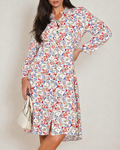 Royalfashion Дамска миди рокля с шарки