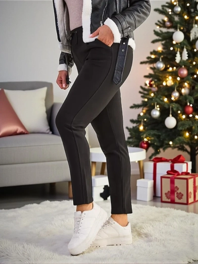 Дамски панталони Luna Черни Текстилни Ежедневни за Всеки Ден