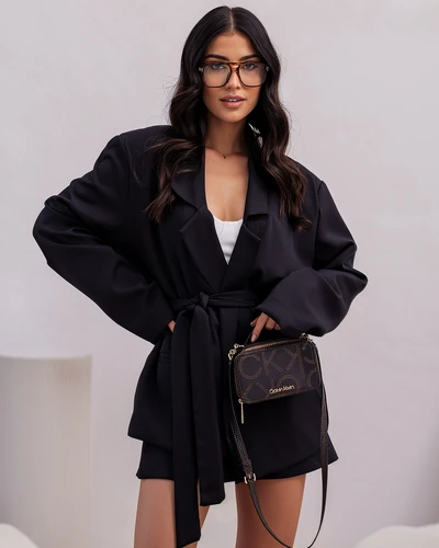 Royalfashion Елегантен дамски комплект с врзан жакет и къси пола-шорти