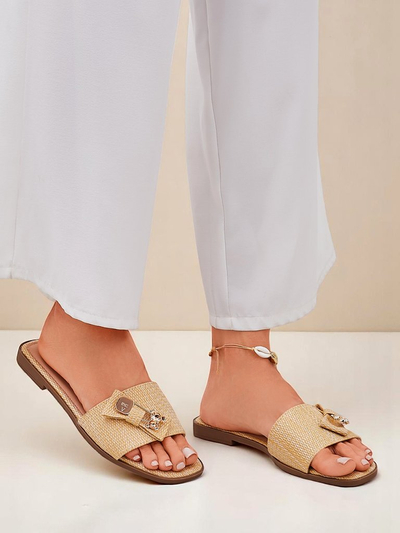 Royalfashion Дамски сламени чехли сандали Aurelia