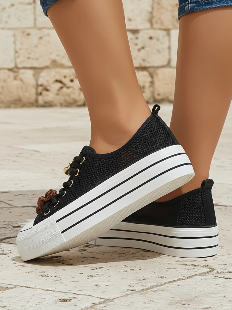 Royalfashion Женски перфорационни маратонки с декорации Osdo