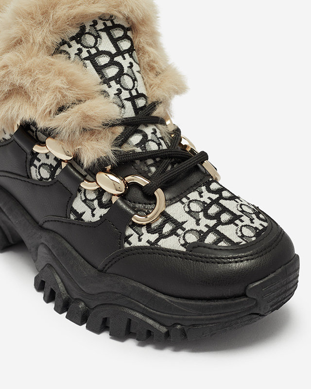 Дамски спортни обувки с кожа в черно Reyma- Footwear