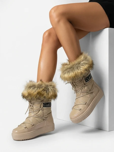 Royalfashion Светлокафяви ботуши a'la snow boots за жени Gomllo