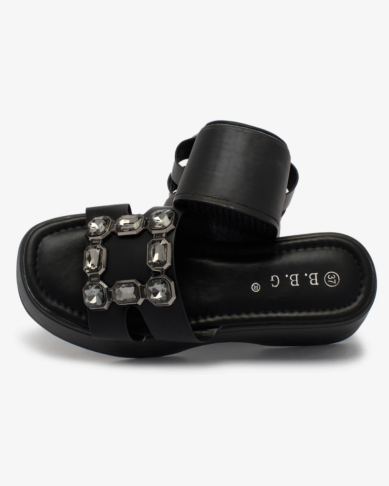 Royalfashion Черни дамски джапанки с украса и масивна подметка Norixi