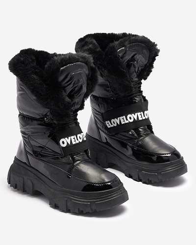 Дамски ботуши за сняг с плоска подметка в черно Sapollo- Footwear