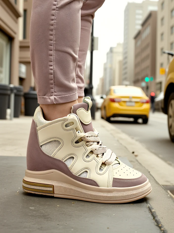 Royalfashion Високи спортни обувки за жени с скрит ток Облафи