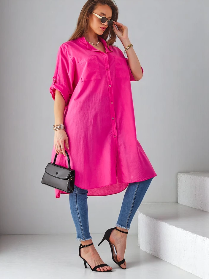 Royalfashion Памучна дълга дамска риза с Oversize кройка