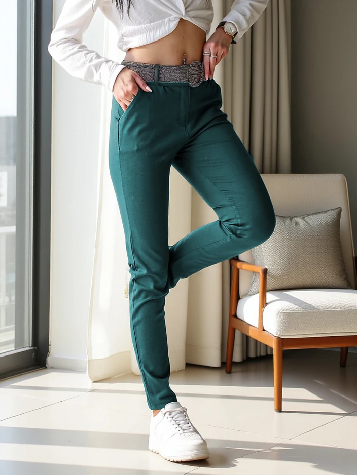 Royalfashion Дамски платнени панталони