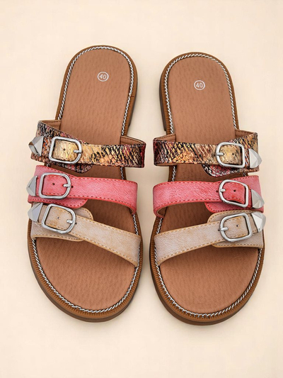 Royalfashion Дамски чехли на равна подметка Snake Chic