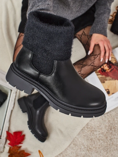 Дамски еко кожени боти с пух Kesy