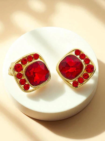 Royalfashion Дамски обеци с кристали и кубичен цирконий, тип клипс