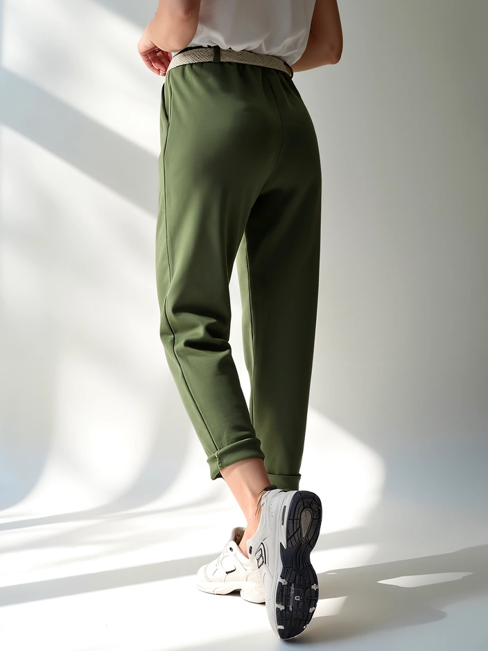 Royalfashion Обикновени дамски панталони с колан