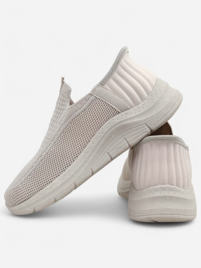 Aurelia Comfort Бежови Дамски Обувки Slip On от Плат с Плосък Ток