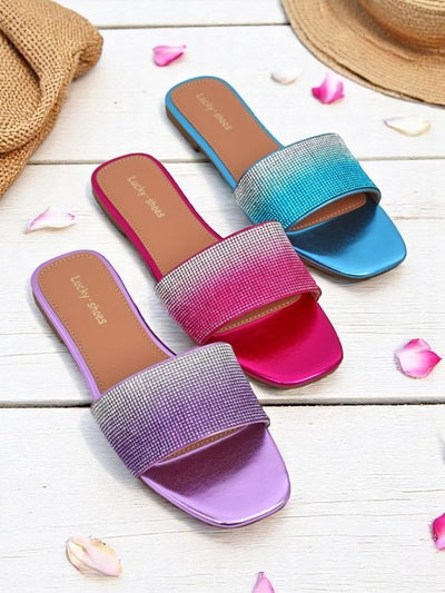 Royalfashion Дамски чехли с цирконии ShinyGlow