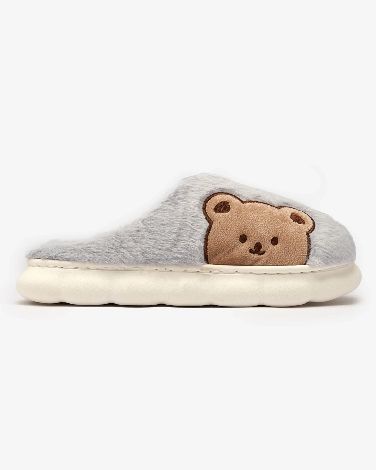 Royalfashion Дамски чехли от естествена кожа с мече в синьо Fetemes