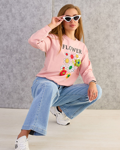 Royalfashion Дамски памучен суитшърт с тънък принт