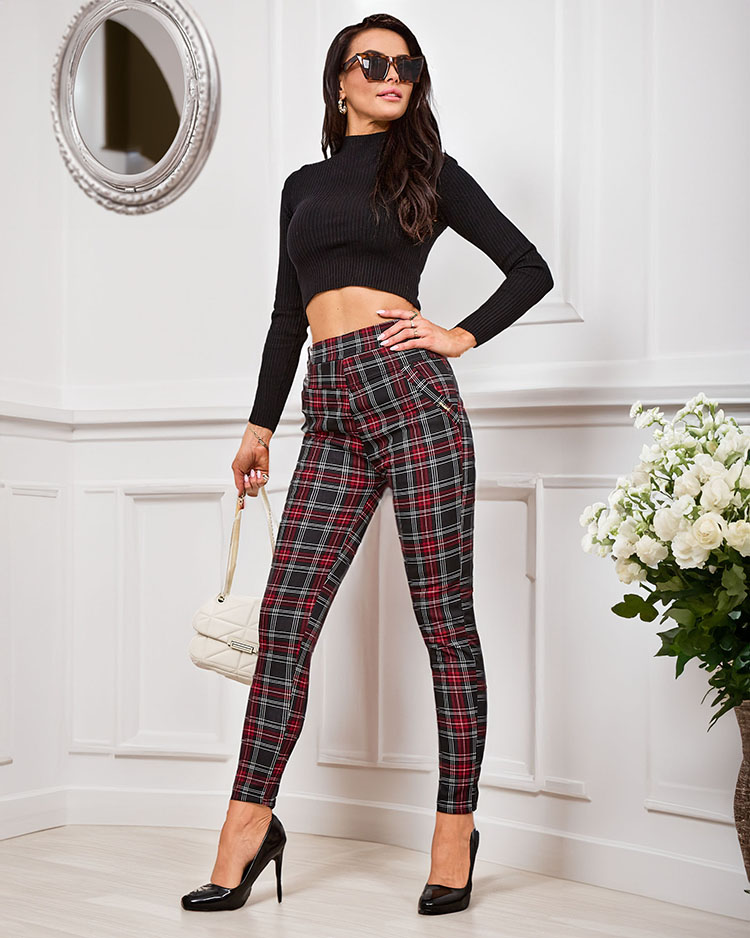 Royalfashion Затоплен кариран дамски панталон