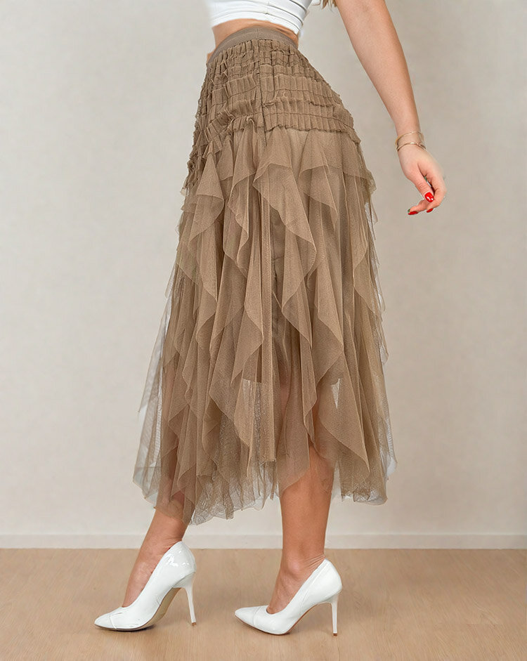 Royalfashion Дамска двупластова миди пола