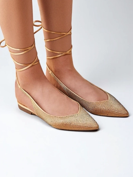 Royalfashion Женски балетни обувки с камъни без ток Daggas