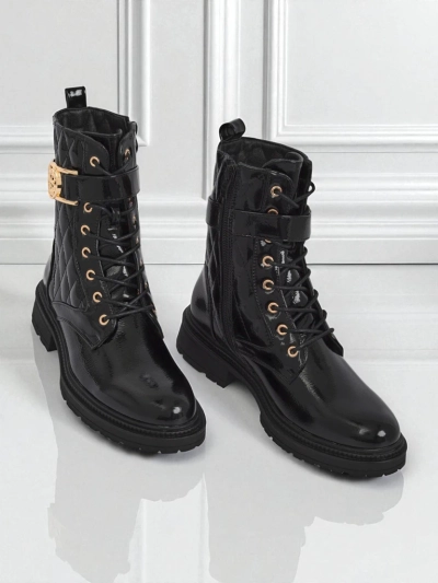 Дамски капитонирани боти от екологична лакирана кожа Opal Verge