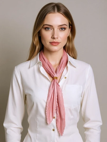 Apollonia Eleganza Светлорозов Дамски Шал от Плисирана Тъкан 69 см