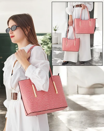 Royalfashion Двоен дамски чанта от патентна кожа с релеф