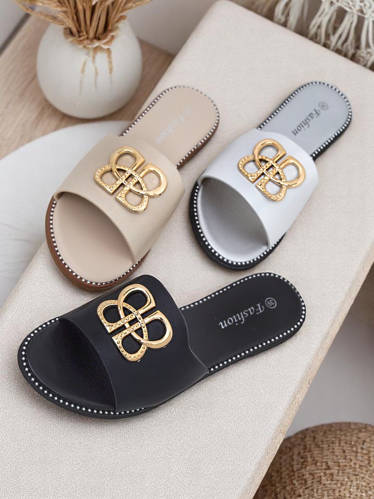 Royalfashion Дамски чехли на равна подметка Aura Gold