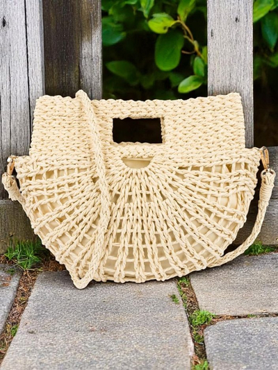 Royalfashion Малка дамска сламена чанта Mini Moon Straw