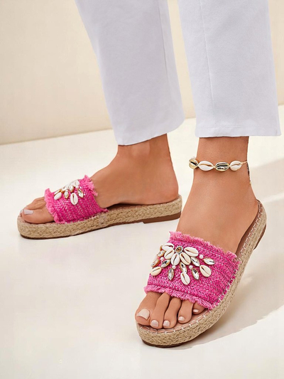 Дамски чехли Royalfashion Callista Фуксия на платформа с мидички