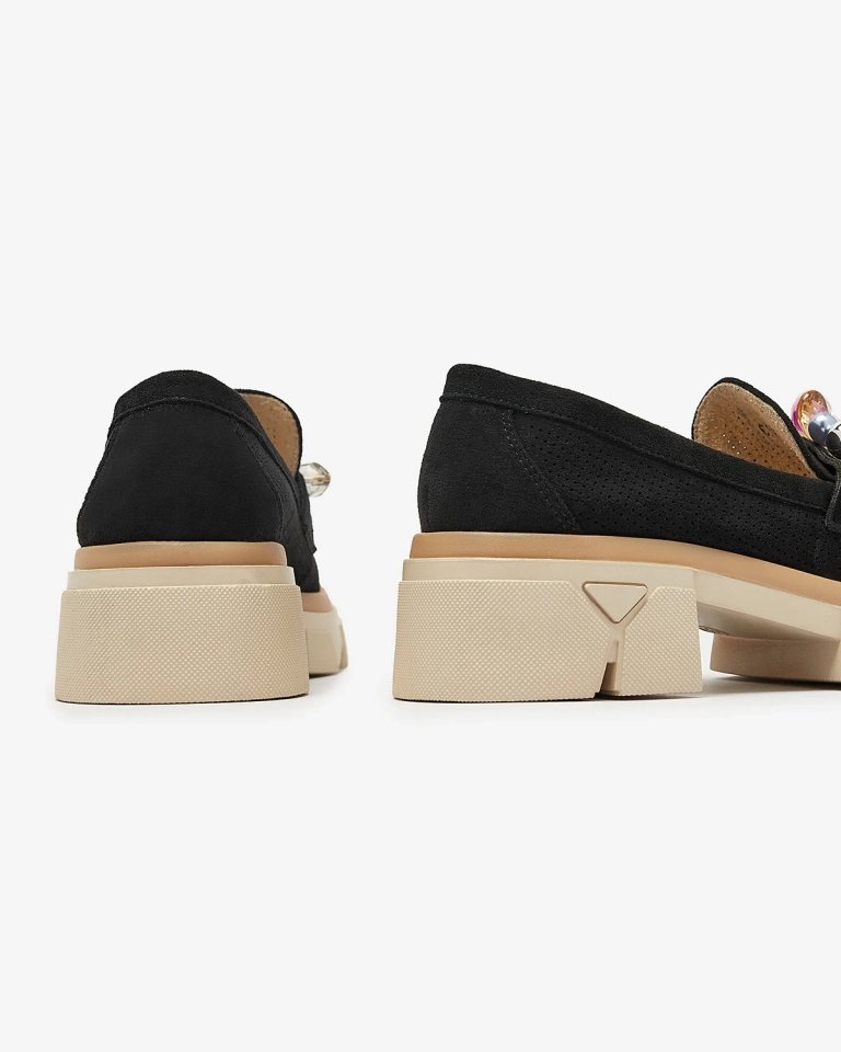 Дамски черни ажурни мокасини Peloga- Footwear