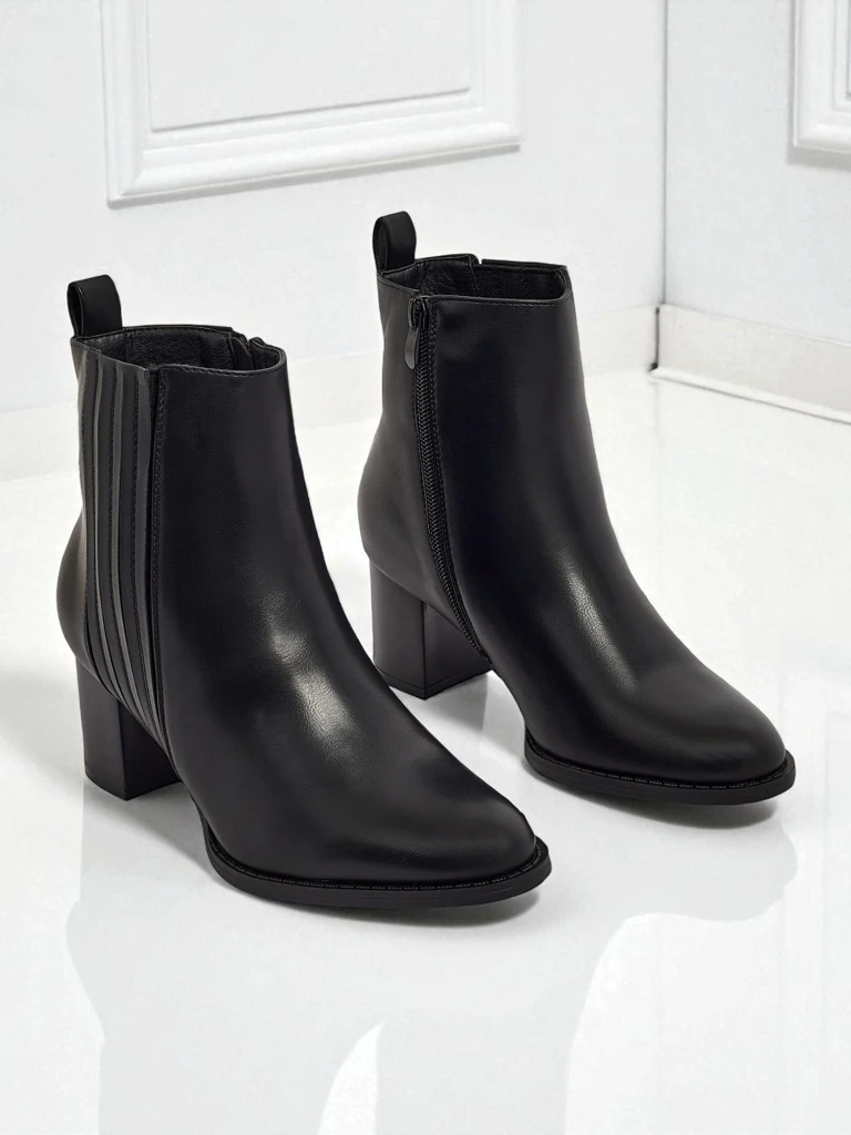 Дамски боти до глезена от еко кожа на ток Nerelle