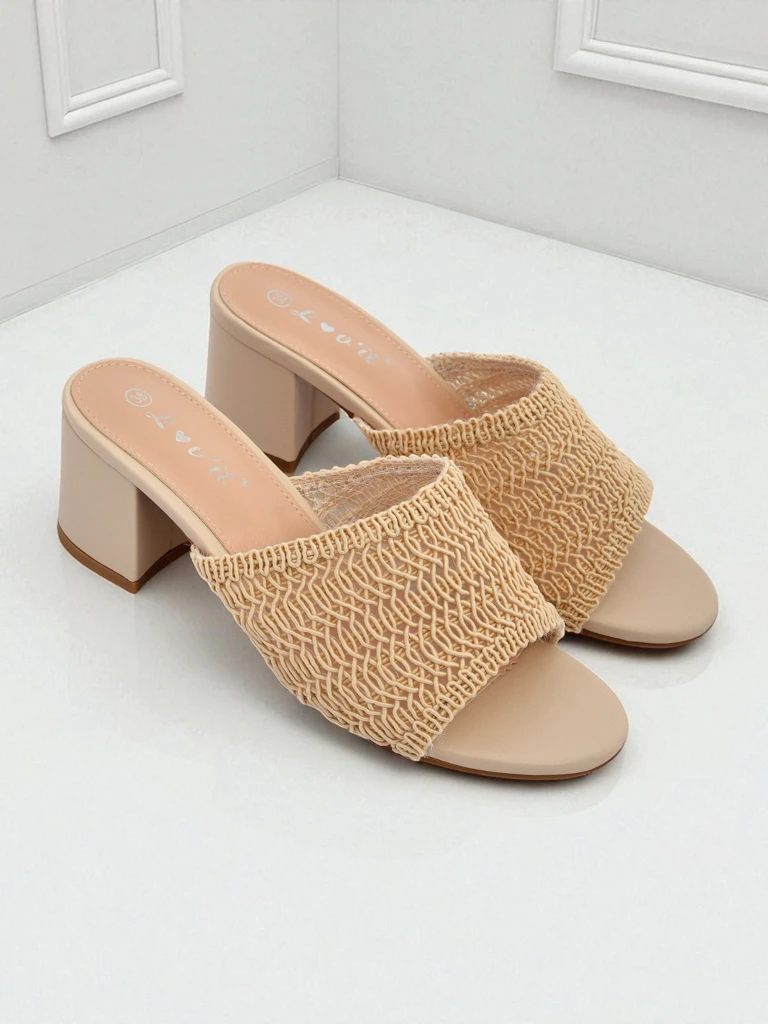 Royalfashion Дамски чехли на ток тип стълб Sole Bloom