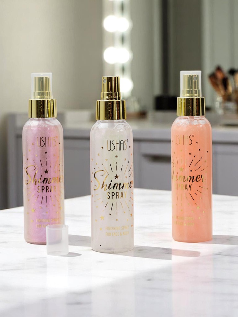 USHAS Летен Спрей - Течен Хайлайтър за Лице и Тяло Перлен