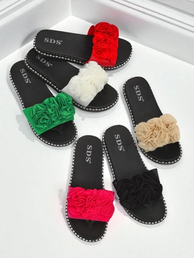 Royalfashion Дамски чехли с равна подметка Flora Verde