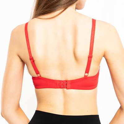 Czerwony usztywniany biustonosz z koronką - Bielizna