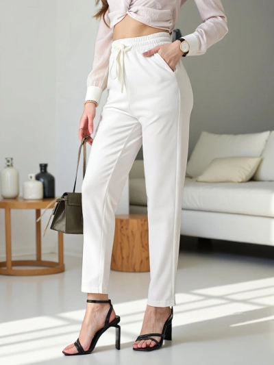 Royalfashion Обикновени дамски панталони с връзка