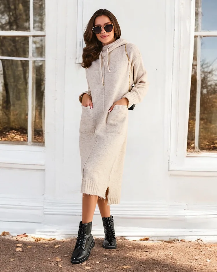 Дълга пуловер рокля за жени на Royalfashion